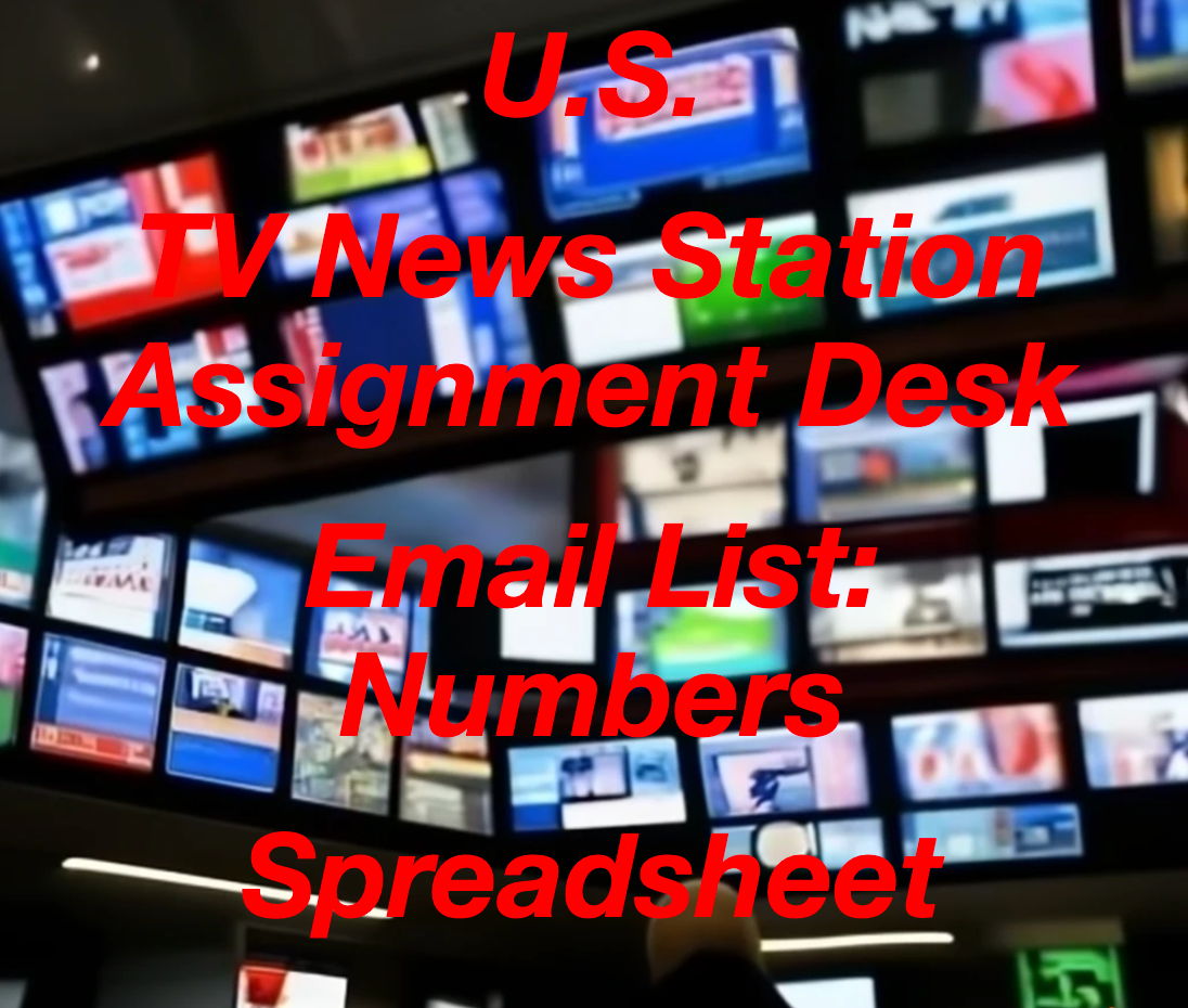 U.S. TV News Assignment Editor Contact List : Numbers Spreadsheet: Digital Download Product