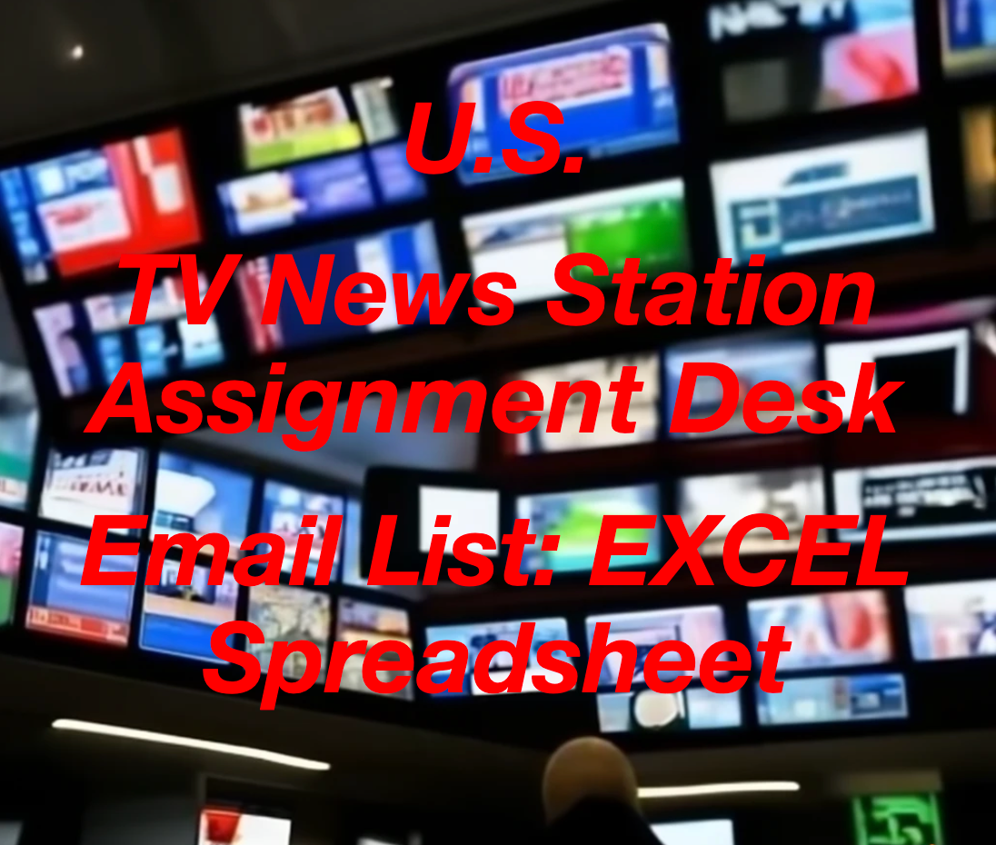 U.S. TV News Stations Assignment Desk List - Excel Spreadsheet - Digital Download Product